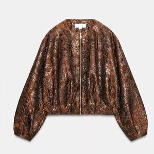 Zara SHINY JACQUARD BOMBER JACKET